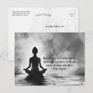 Yogameditationsinstruktör Lotusposition Bläckmålni Vykort