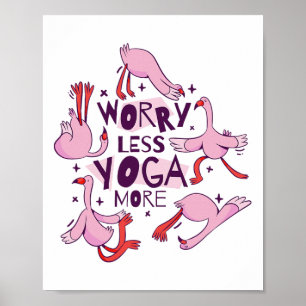 Yogaövningar Flamingos Poster