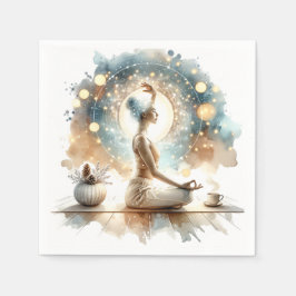 Yogaposition kvinna sittande brun lugn pappersservett