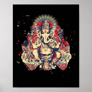 Yogaskjortor Andlig Hindu Guden Ganesha Meditation Poster