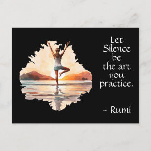 Yogaställning & Rumi Tystnadscitat Vykort