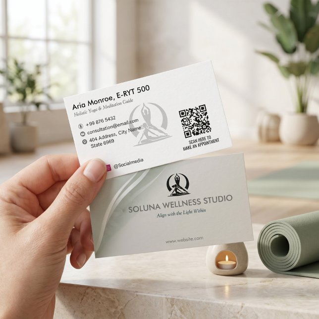 Yogastudio Verksamhet | Modern Grå Streckkod Visitkort (Skapare uppladdad)