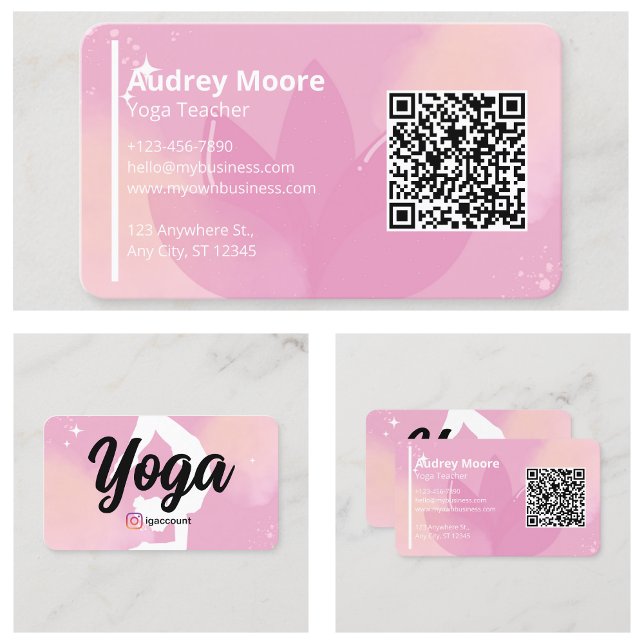 Yogastudio yogalärarmallar visitkort (Yoga Studio Yoga Teacher Templates Business Card
)