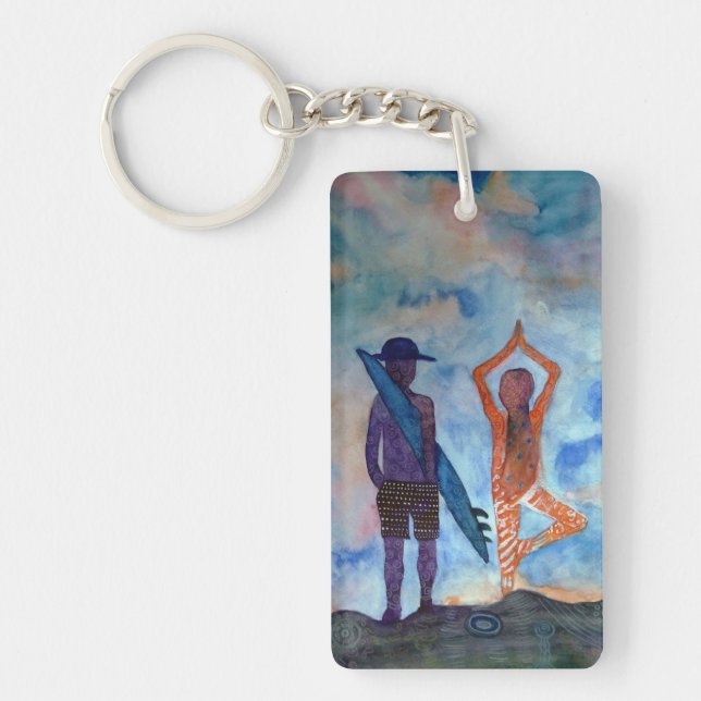 Yogasurfasolnedgång Keychain (Framsidan)