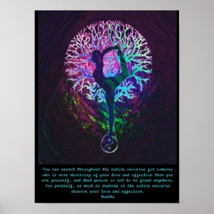 Yogaträd - Buddha citationstecken Poster