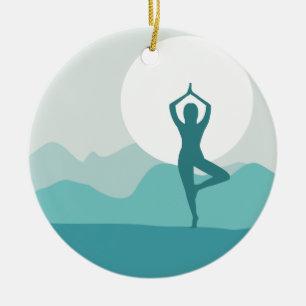 Yogaträd poserar julgransprydnad keramik