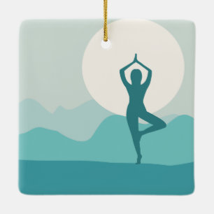 Yogaträd poserar julprydnaden julgransprydnad keramik