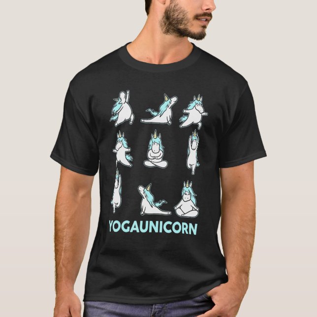 Yogaunicorn Pose Unicornmotif Meditation Acro Hath T Shirt (Framsida)