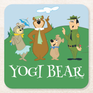 Yogi Bear and Friends Classic Pose Underlägg Papper Kvadrat