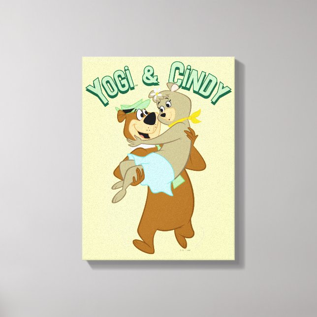 Yogi Bear Carshing Cindy Bear Canvastryck (Framsida)