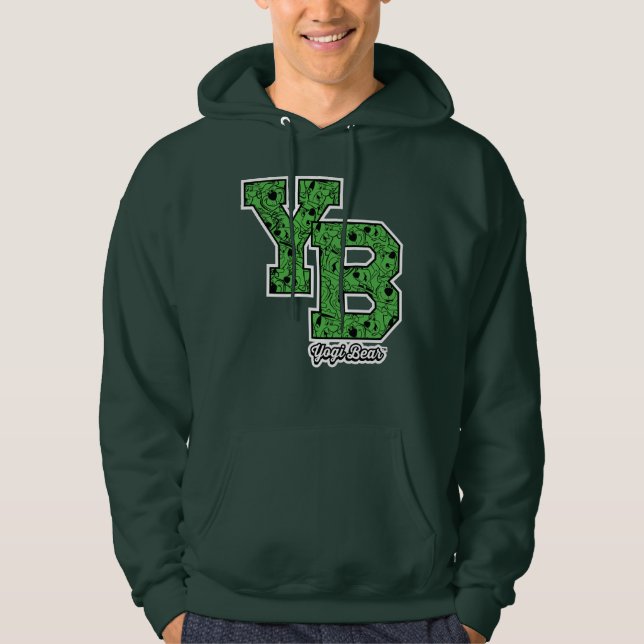 Yogi Bear Mönstrade Bokstäver för Idrottslag Hoodie (Framsida)