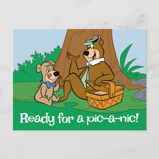Yogi Bear och Boo-Boo Picknick Snack Vykort (Framsida)