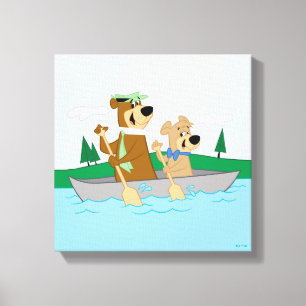 Yogi Bear och Boo Boo Roligt Canoe Äventyr Canvastryck