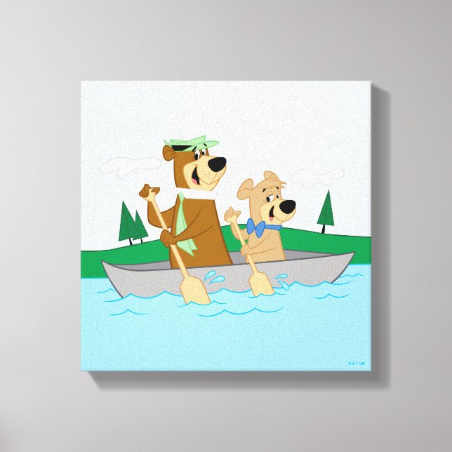 Yogi Bear och Boo Boo Roligt Canoe Äventyr Canvastryck (Framsida)