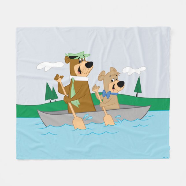Yogi Bear och Boo Boo Roligt Canoe Äventyr Fleecefilt (Framsidan (Horisontell))
