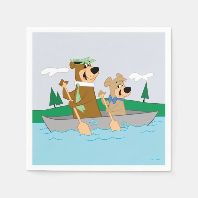 Yogi Bear och Boo Boo Roligt Canoe Äventyr Pappersservett (Framsidan)