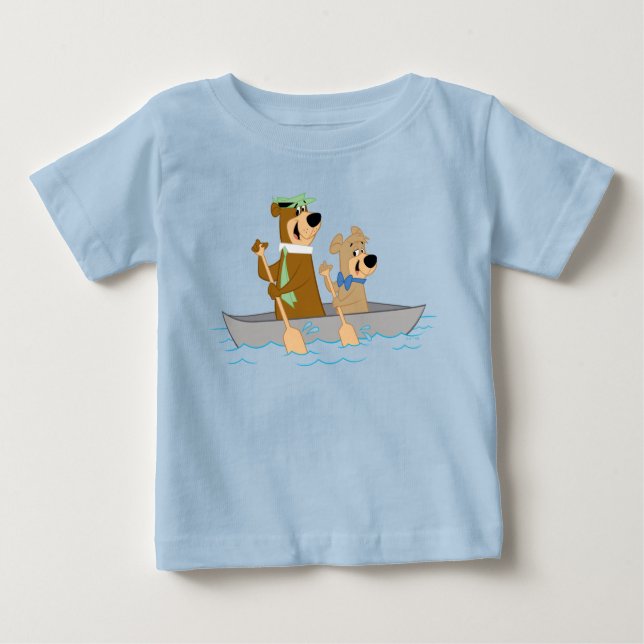 Yogi Bear och Boo Boo Roligt Canoe Äventyr T Shirt (Framsida)