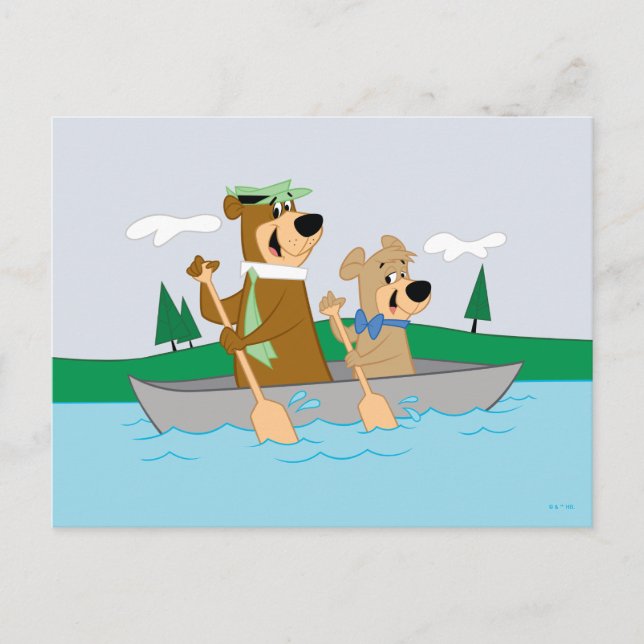 Yogi Bear och Boo Boo Roligt Canoe Äventyr Vykort (Framsida)