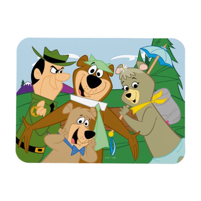 Yogi Bear och Friends Framed Forest Bild Magnet (Horisontell)