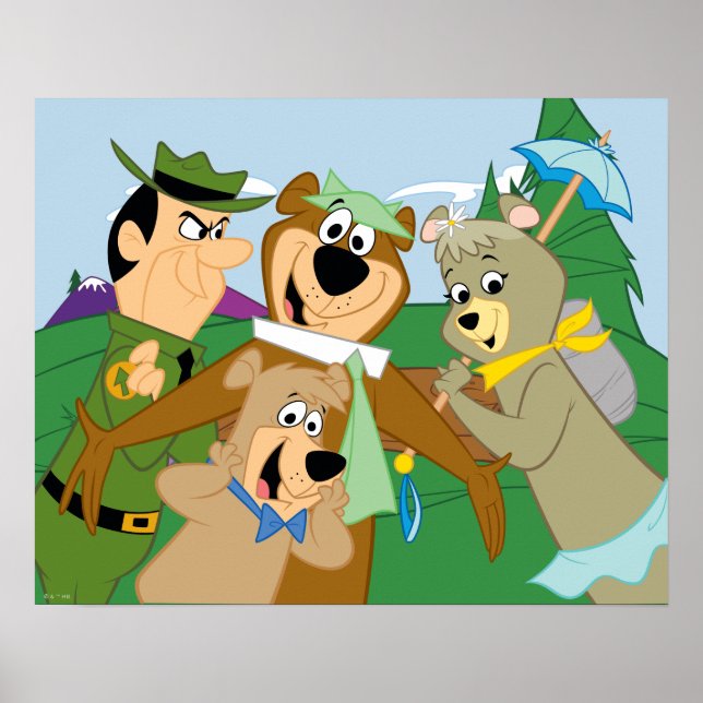 Yogi Bear och Friends Framed Forest Bild Poster (Framsidan)