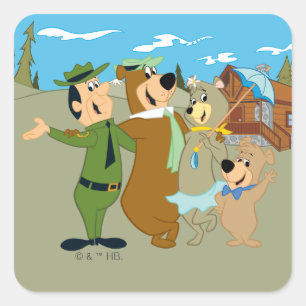 Yogi Bear och Friends Warm Välkommen Fyrkantigt Klistermärke