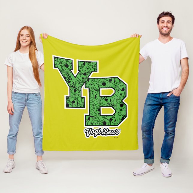 Yogi Bear Patterned Varsity Brev Fleecefilt (På plats)