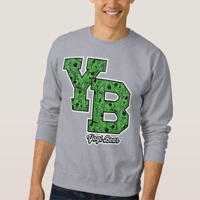 Yogi Bear Patterned Varsity Brev Lång Ärmad Tröja (Framsida)