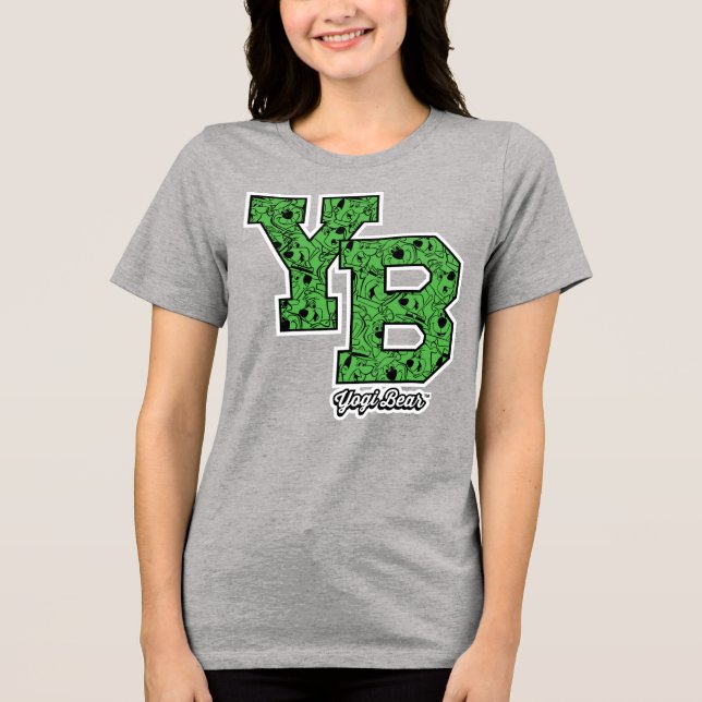 Yogi Bear Patterned Varsity Brev T Shirt (Framsida)