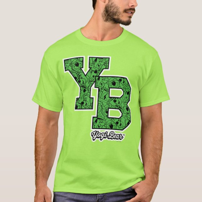 Yogi Bear Patterned Varsity Brev T Shirt (Framsida)