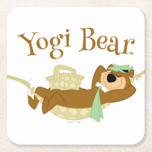 Yogi Bear Picnic Hammock Nap Time Underlägg Papper Kvadrat