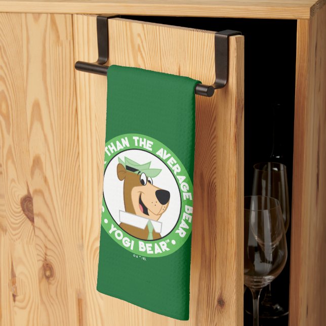 Yogi Bear Smiling Porträtt Kökshandduk (Thirds Fold)