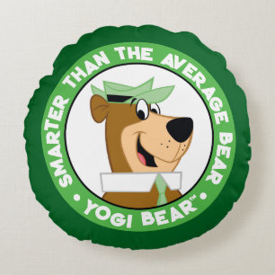 Yogi Bear Smiling Porträtt Rund Kudde