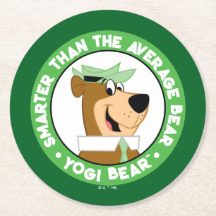 Yogi Bear Smiling Porträtt Underlägg Papper Rund