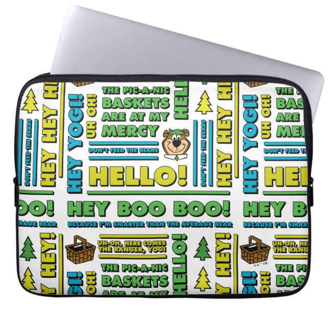 Yogi Bear's Picnic Quotes & Roligt Phrases Mönster Laptop Fodral (Framsidan)