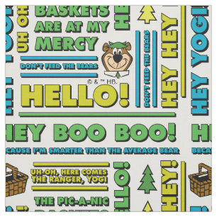 Yogi Bear's Picnic Quotes & Roligt Phrases Mönster Tyg
