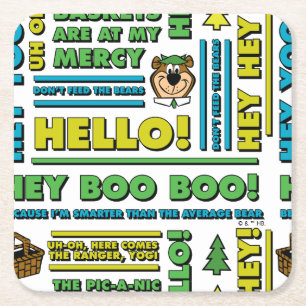 Yogi Bear's Picnic Quotes & Roligt Phrases Mönster Underlägg Papper Kvadrat