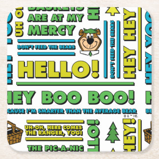 Yogi Bear's Picnic Quotes & Roligt Phrases Mönster Underlägg Papper Kvadrat