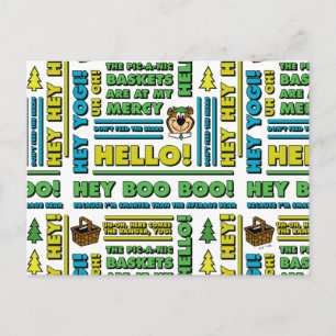 Yogi Bear's Picnic Quotes & Roligt Phrases Mönster Vykort