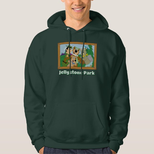 Yogi Björn och vänner inramad skogsbilder Hoodie (Framsida)