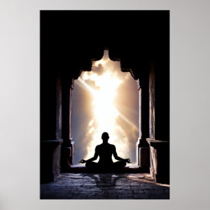 Yogi in fullt meditation,frezyga yoga chakra heal poster