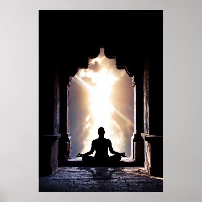 Yogi in fullt meditation,frezyga yoga chakra heal poster (Framsidan)