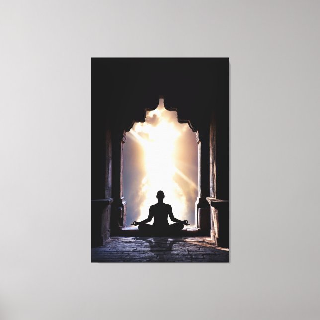 Yogi in fullt zen meditation yoga chakra energy canvastryck (Framsida)