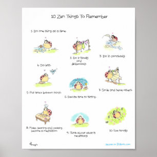 Yogi Ladybug "10 Zen Sak To Minns" SKRIV UT Poster