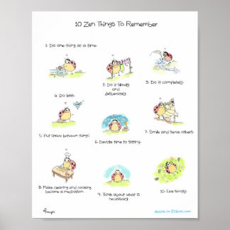 Yogi Ladybug "10 Zen Sak To Minns" SKRIV UT Poster