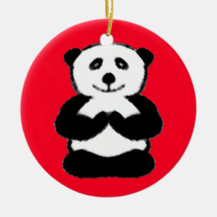 Yogi Panda - unika julprydnadsföremål Julgransprydnad Keramik