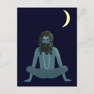 Yogi Shiva under Crescent Måne vykort