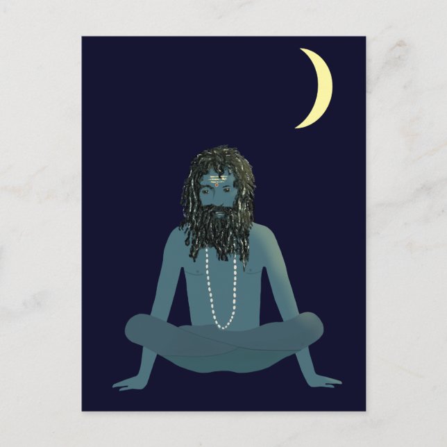 Yogi Shiva under Crescent Måne vykort (Framsida)