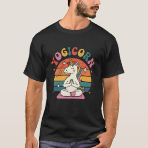 Yogicorn Retro Enhörning Yoga Meditation Söt Grafi T Shirt