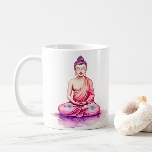 Yogini / Buddha Watercolor Cup, Meditation Kaffemugg (Med munk)