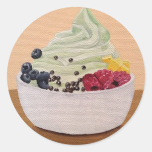 Yogurt Stickers, fryst Runt Klistermärke